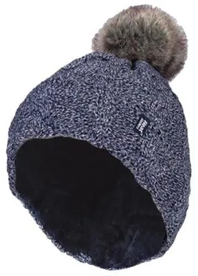 Produktbild von Heat Holders Ladies Turnover Cable Hat With Pom Pom Navy (1 stuk)