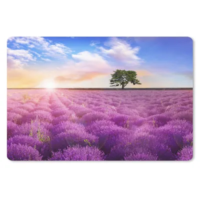 Produktbild von MuchoWow® Mauspad Mousepad Lavendel - Baum - Sonnenuntergang - Lila 27x18 cm - Mousepads - Maus Mat - Pad - Mausunterlage - Büroartikel - Desk Matten