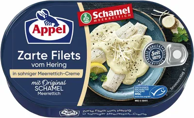 Immagine prodotto di Filetti di aringa tenera Appel in crema di rafano Original Schamel (barattolo da 200 g)