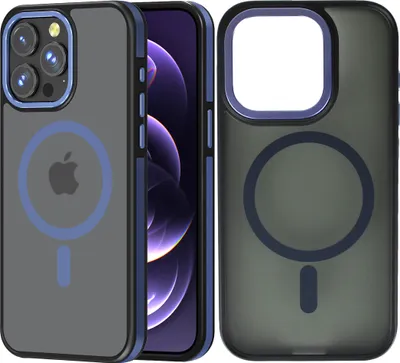 Produktbild von Wörleonline iPhone 15 Pro Hülle matte Optik MagSafe kompatible Handyhülle Case, Blau/Blauviolett (Kamera Rahmen)