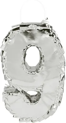 Image de Pinata chiffre 9 argent scintillant