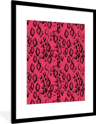 Produktbild von MuchoWow® Gerahmtes Poster Tiermuster - Schlange - Rosa 60x80 cm - Poster mit Schwarzem Bilderrahmen Wandposter Rahmen Foto Bilder - Wohnzimmer - Dekorationen - Prämie