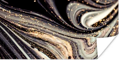 Produktbild von MuchoWow® Poster Marmoroptik - Schwarz - Gold - Weiß - Glitter - Marmor 80x40 cm - Wanddeko