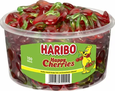 Immagine prodotto di Haribo Happy Cherries gomma da masticare doppia ciliegia 150 pezzi 1200g