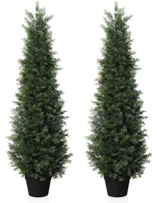 Image de Plante artificielle cèdre, 120 cm, résistante aux UV, pour l'extérieur, lot de 2