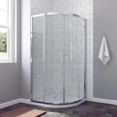 Produktbild von Duschkabine Viertelkreis 90x90cm Duschabtrennung Runddusche mit Schiebetüren 6mm ESG Glas Höhe 185cm