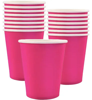 Obrázek produktu pro Růžové papírové kelímky, 250 ml, 16 kusů, kelímky na párty