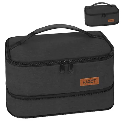 Erweiterbare Kühltasche, faltbare Lunchtas, 8 l, schwarz