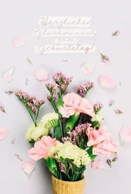 Produktbild von Geburtstag Herzlichen Glückwunsch Blumen Glückwunschkarte mit Umschlag