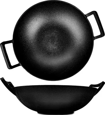 Produktbild von Famanu Wok Gusseisen 36 cm - Induktionsgeeignet, mit Antihaftpatina