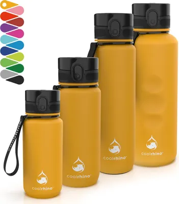 Produktbild von coolrhino Trinkflasche "rhinosport" 350ml I 650ml I 1l I 1,5 Liter für Sport, Outdoor, Schule, Fitness & Kinder - Wasserflasche auslaufsicher und Bpa frei - Flasche für Kohlensäure geeignet