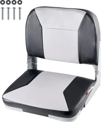 Produktbild von Bootssitz Bootsstuhl Schwarz Grau - Sitz mit Niedriger Rückenlehne - Komfortables Schwammkissen für Bootsfahrten