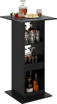 Image de Table basse sur pied haut - Pour la cuisine - Table de cuisine/table de bistrot/plateau d'appoint - Bois - Noir 60 x 60 x 112 cm