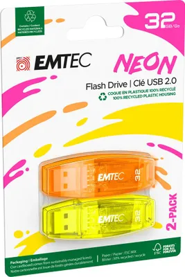 Image de Emtec C410 Neon lecteur USB flash 32 Go USB Type-A 2.0 Orange, Jaune