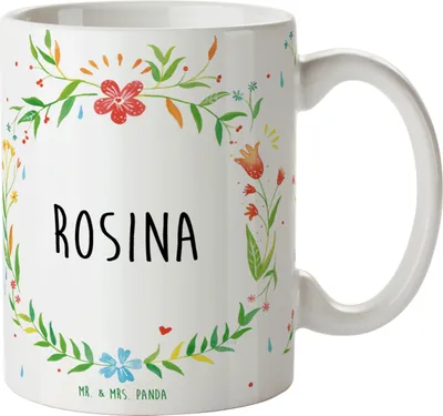 Produktbild von Mr. & Mrs. Panda Tasse Rosina - Geschenk, cappuccinotasse, schöne, Trinkbecher, Kaffeetasse, Teetasse