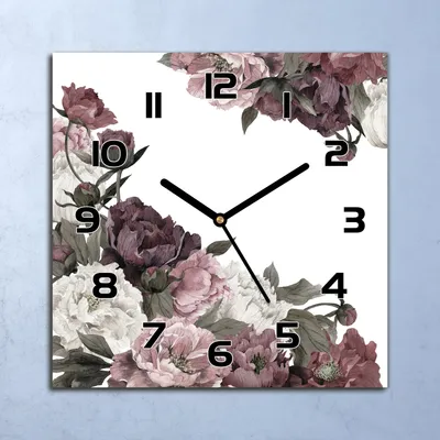 Produktbild von Wanduhr Echt-Glas-Küchenuhr Vintage Pfingstrosen Quarz 30x30 Deko Bilder
