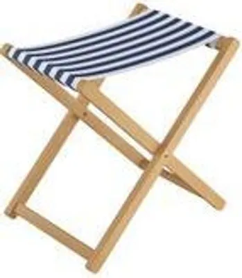 Produktbild von Klappbarer Holz-Campinghocker XL in normaler Sitzhöhe in vielen Farben V-10-226blau-weiß Streifen