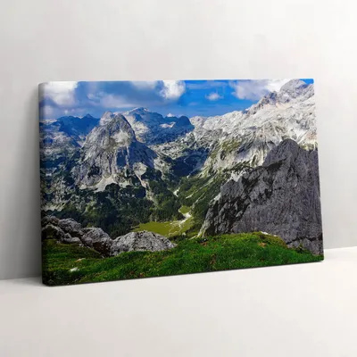Produktbild von Landschaft mit felsigen Bergen – Leinwandbild Wandbild – 30x20 cm – Leinwandbilder – Wandbilder – Schlafzimmer – Flur