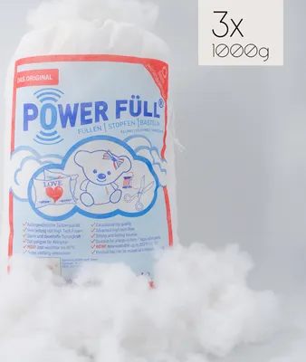 Produktbild von Power Füll Füllwatte | 3kg (3x 1kg) | antiallergisch | waschbar bei 95°C | hochflauschig Kissenfüllung | Bastelwatte | Füllmaterial | Stopfmaterial