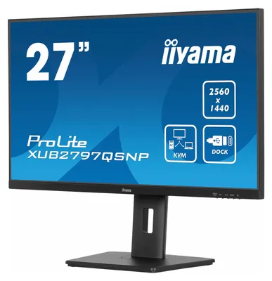 Produktbild von iiyama ProLite XUB2797QSNP-B1 - LED-Monitor - 68.5 cm (27") - 2560 x 1440 WQHD @ 100 Hz - IPS - 300 cd/m² - 1300:1 - 1 ms - HDMI, DisplayPort, USB-C - Lautsprecher - Matte, Schwarz