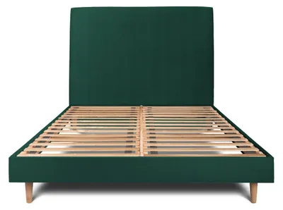 Produktbild von Bett mit gepolstertem Kopfteil – Samtstoff - 150 x 190 cm