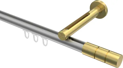 Produktbild von Interdeco Innenlaufstange / Gardinenstange mit Innenlauf Silbergrau / Messing-Optik, Typ Siteno Elanto (Rillenzylinder), 20 mm Ø 1-läufig, 440 cm