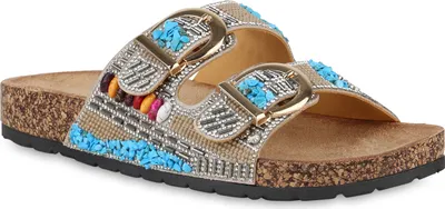 Produktbild von VAN HILL Damen Pantoletten Sandalen Bequeme Strass Zierperlen Schuhe 840950, Farbe: Beige, Größe: 37