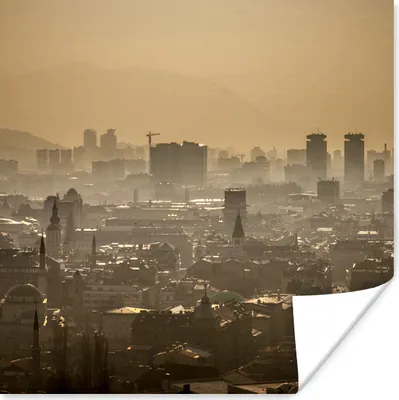 Produktbild von MuchoWow® Poster Skyline über der Stadt Sarajevo Bosnien und Herzegowina 30x30 cm - Wandposter - Printing