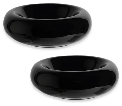 Produktbild von Katzenfutter- und Wassernäpfe – Keramische Näpfe für Katzen – 15 cm, Schwarz (2 Stück)