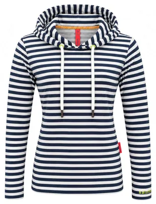 Produktbild von Salzhaut Damen Kapuzenshirt Daddeldu mit Streifen Navy-Offwhite, Größe XL