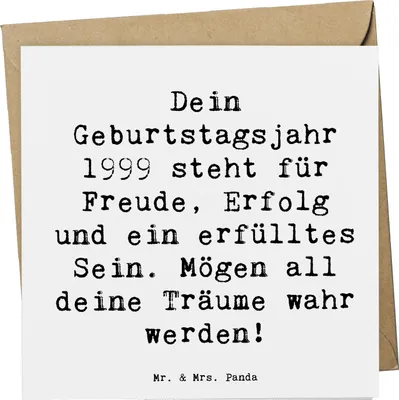 Produktbild von Mr. & Mrs. Panda Grußkarte Spruch 1999 Geburtstag - Weiß - Geschenk, Klappkarte, anlasskarte, Happy Birthday, Verbindung zu, für, faltkarte, Erfolg, besonderes, Alter