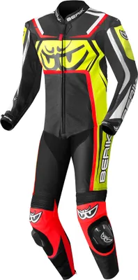 Image de Combinaison cuir moto 1 pièce Berik Race-Tech, noir/rouge/jaune, 56