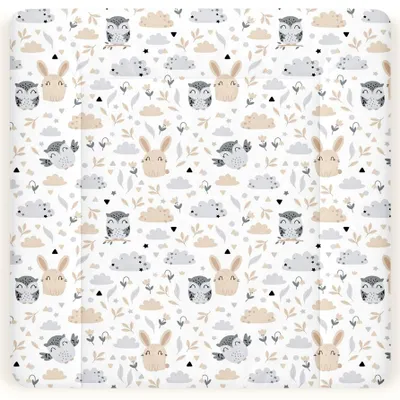 Produktbild von Baby Wickelauflage 70x70cm (BxT) Wickeltischauflage Auflage für Wickeltisch, Eulen und Kaninchen