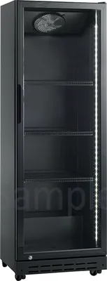 Image de Réfrigérateur commercial à 1 porte vitrée - 214 litres, refroidissement par ventilation forcée, noir