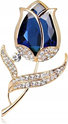 Produktbild von PINETS Blumenbrosche ROSE Marineblau Gold Zirkone