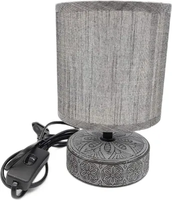 Obrázok produktu pre Keramická stolová lampa v sivej farbe s látkovým tienidlom na parapet Nočná lampa