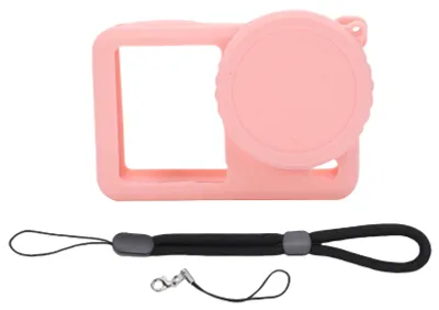 Immagine prodotto di Custodia protettiva in silicone, compatibile con la videocamera sportiva DJI ACTION 6, custodia morbida, copriobiettivo con cinturino, rosa