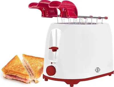 Zdjęcie produktu dla Toster w stylu retro z uchwytami do tostów i kilkoma stopniami nagrzewania, z szerokimi szczelinami