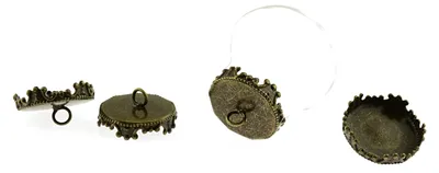 Produktbild von Vintageparts Knopffassungen antik bronzefarben für 14mm Cabochons 2 Stück
