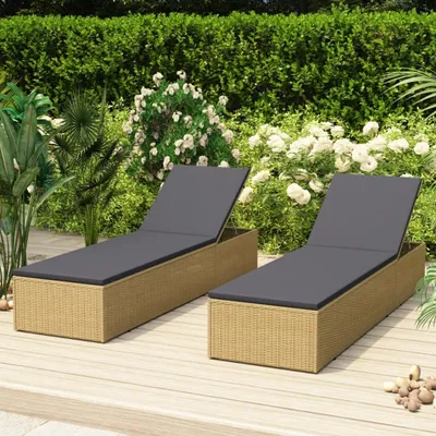 Produktbild von The Living Store Sonnenliege Poly Rattan Braun und Dunkelgrau