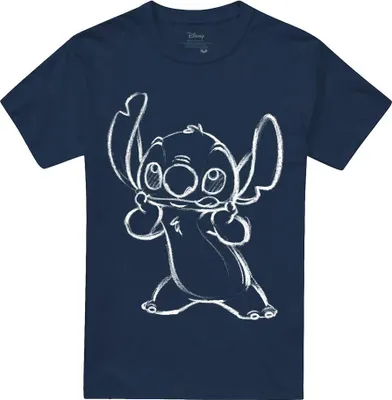 Image de Lilo & Stitch - T-shirt Esquisse pour homme/femme unie TV19860 (M) (Marine)