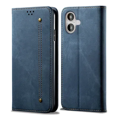Immagine prodotto di Custodia per iPhone 16 Plus, custodia a portafoglio in pelle con chiusura magnetica e supporto blu