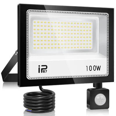 LED-Strahler 100 W, 10.000 lm, 7000 K, IP67, mit Bewegungsmelder