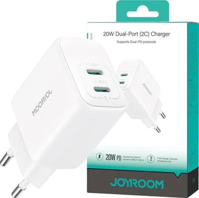 Obrázek produktu pro JOYROOM Wall Charger Joyroom JR-TCF12, 20W, 3A, 2 x USB-C, White