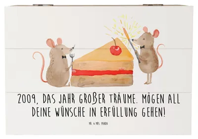 Produktbild von Mr. & Mrs. Panda Box 2009 Geburtstag 22 x 15 cm - Weiß - Geschenk, besondere Momente, Glückwunsch, Feier, Geburtstagsgeschenk, Jahr der Geburt, fotobox, schmuckbox, Kiste
