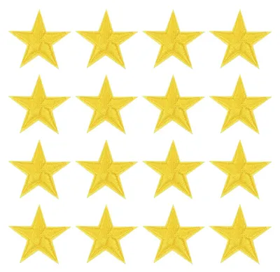 Stern-Bügelpatches, 16 Stück, gestickt, 29 mm, gelb