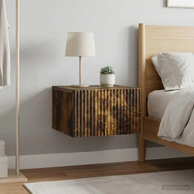 Productafbeelding van vidaXL Wandgemonteerde nachtkastjes, 2 stuks, gerookt eikenhout, 33 x 34,5 x 20 cm