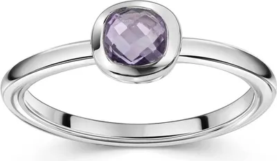 Produktbild von MATERIA by Matthias Wagner Amethyst Edelstein Ring Silber 925 quadratisch lila mit Schmuckbox SR-94