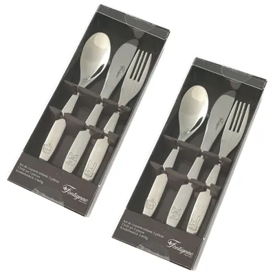 Produktbild von 6tlg. Kinderbesteck mit Tiermotiven Besteckset Kinder Edelstahl Kinderset Gabel Messer Löffel Essbesteck