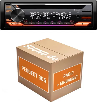 Produktbild von Autoradio Einbaupaket JVC KD-DB922BT passend für Peugeot 306 | Bluetooth Telefonieren Audiostreaming